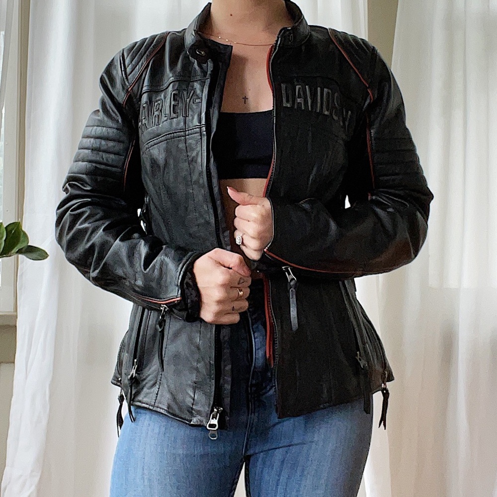 Black Leather Harley Davidson Jacket